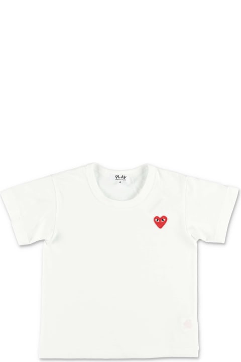 Comme Des Garçons Play T-shirt Bianca In Jersey Di Cotone