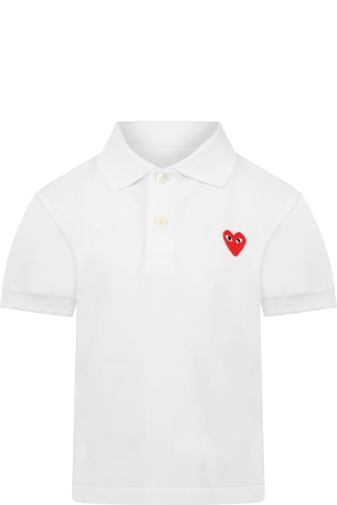 Comme des Garçons Play for Kids Comme des Garçons Play White Polo T-shirt For Kids With Logo