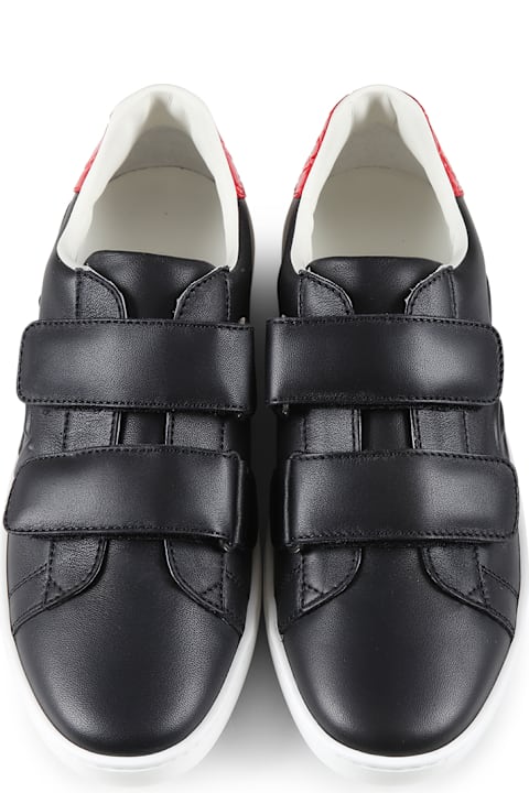 Homeware Gucci Black Ace Sneakers For Kids With Logo