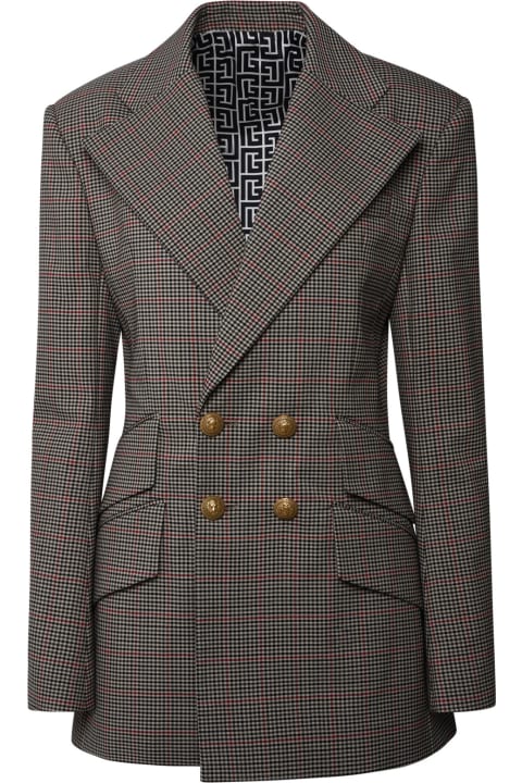 Coats & Jackets for Women Balmain Houndstooth Wool Blazer