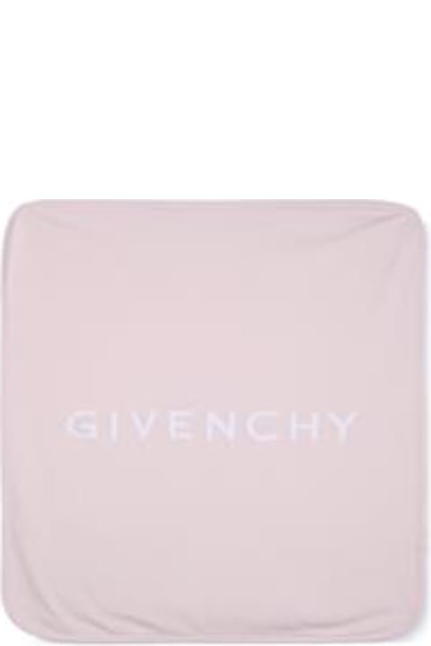 Fashion for Baby Boys Givenchy Pink Blanket For Baby Girl With Logo