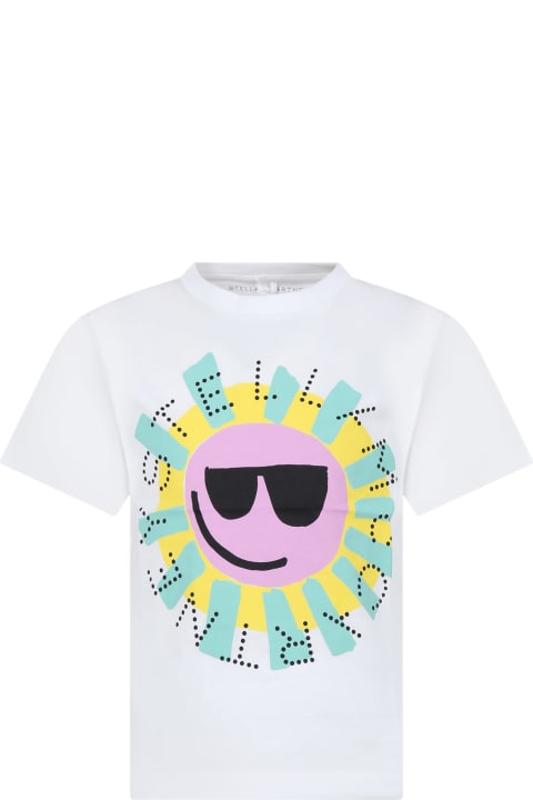 Stella McCartney Kids Kids Stella McCartney Kids White T-shirt For Girl With Multicolor Sun Print