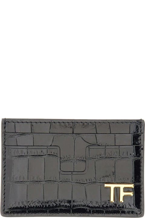 Wallets for Women Tom Ford Logo Plaque Embossed Cardholder