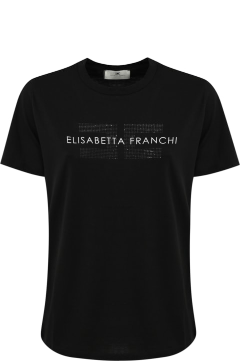 Elisabetta Franchi Topwear for Women Elisabetta Franchi Jersey T-shirt With Rhinestone Logo