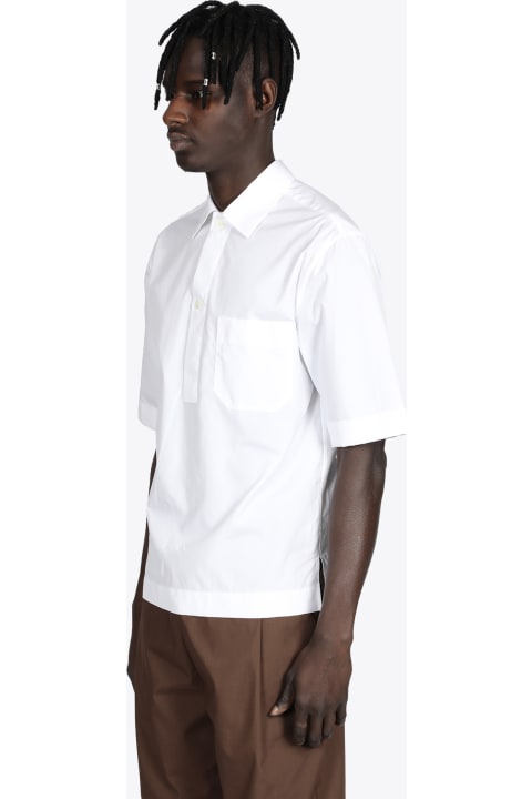 Bianco White cotton poplin polo shirt