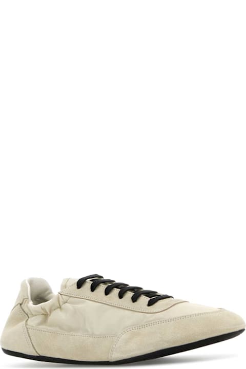 Homeware Prada Ivory Re-nylon And Suede Collapse Sneakers