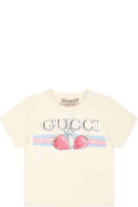 Fashion for Baby Boys Gucci Ivory T-shirt For Baby Girl With Peter Rabbit