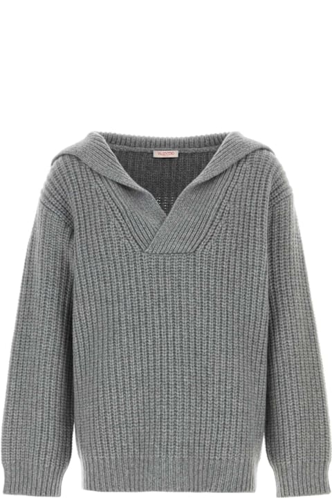 Italian Style for Men Valentino Garavani Grey Cashmere Sweater