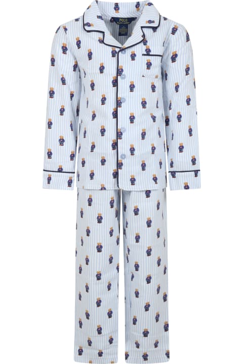 Homeware Ralph Lauren Pyjama Bleu Ciel Pour Garçon Avec Ours