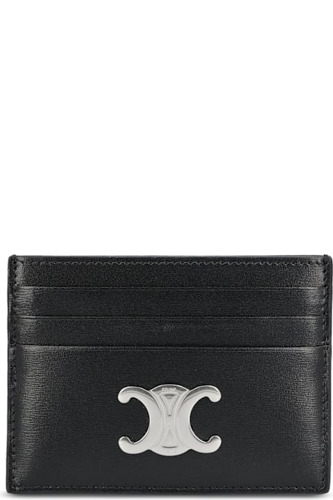 Celine محافظ لـ السيدات Celine Triomphe Logo Plaque Card Holder