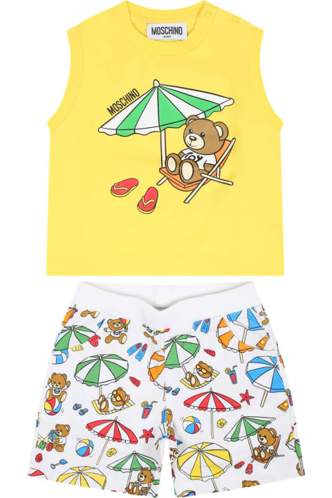 Fashion for Baby Girls Moschino Yellow Sports Suit For Baby Boy With Teddy Bear