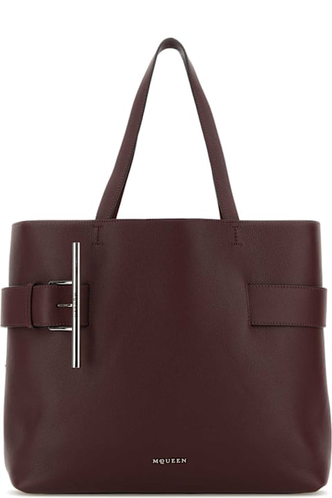 Homeware Alexander McQueen Tyrian Purple Leather T-bar Shopping Bag