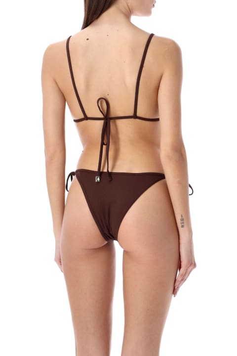 The Attico Swimwear for Women The Attico Bikini In Dark Briown Lycra Rib