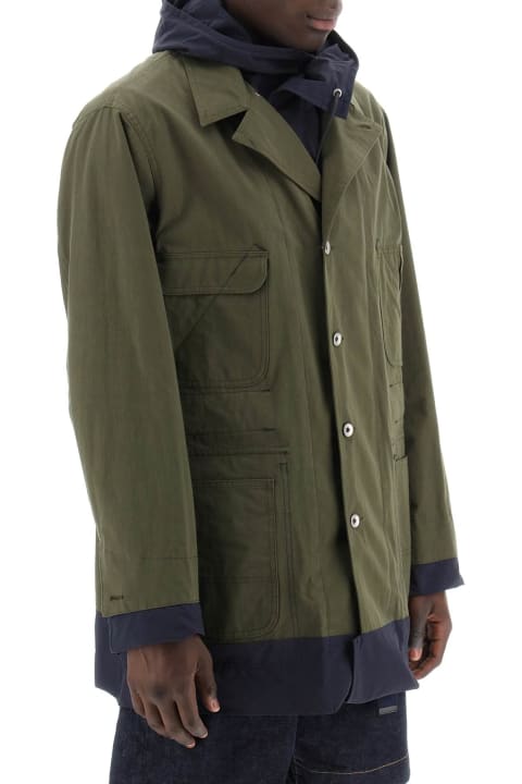 Sacai Coats & Jackets for Men Sacai Army Green Cotton And Nylon Reversibile Jacket