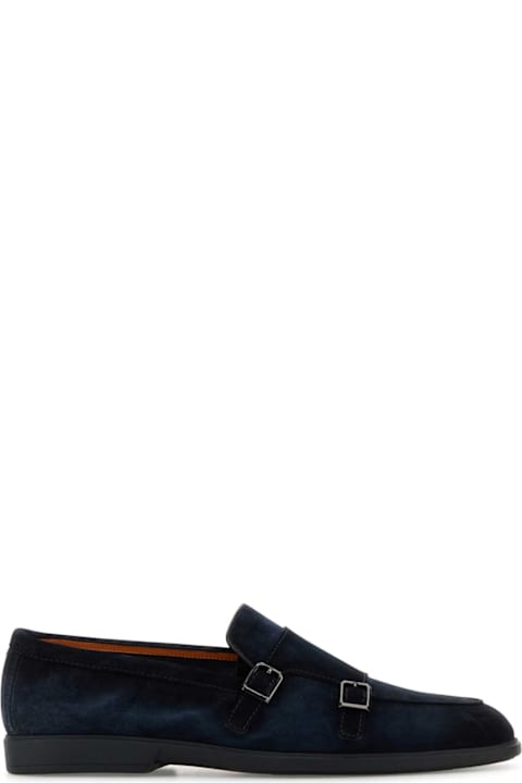 Santoni for Kids Santoni Midnight Blue Suede Pura Loafers