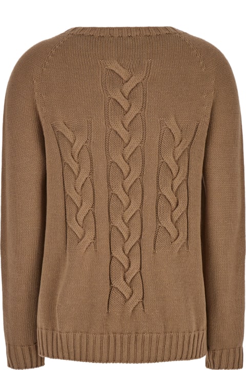 Sweaters for Women 'S Max Mara 'harald' Beige Cable-knit Sweater With U Neckline In Cotton Woman