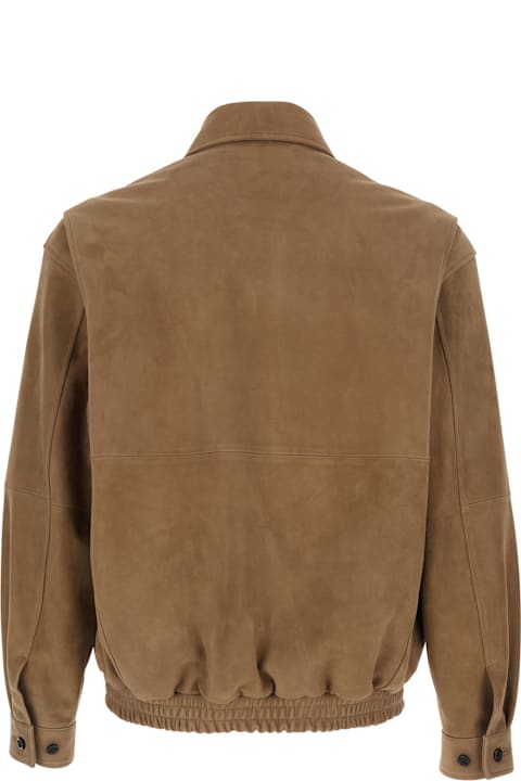 Tonywack for Women Tonywack Brown Jacket With Classic Collar And Two Front Welt Pockets In Suede Man