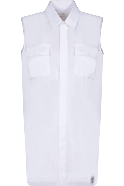 Sacai Topwear for Women Sacai Sacai White Striped Poplin Dress