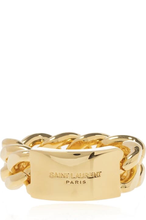 Saint Laurent Rings for Women Saint Laurent Chain Id Logo Plaque Ring
