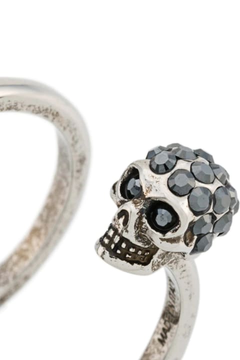 Jewelry for Women Alexander McQueen Double Twin Skull Ring In Antique Silver