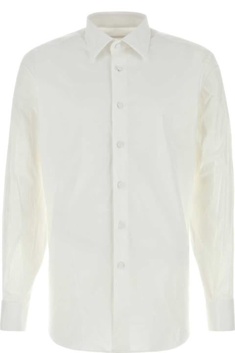 Homeware Prada White Stretch Cotton Blend Shirt