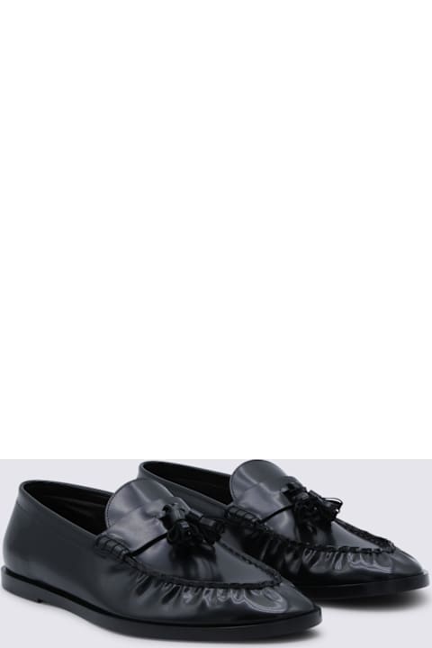 The Row Black Leather Loafers