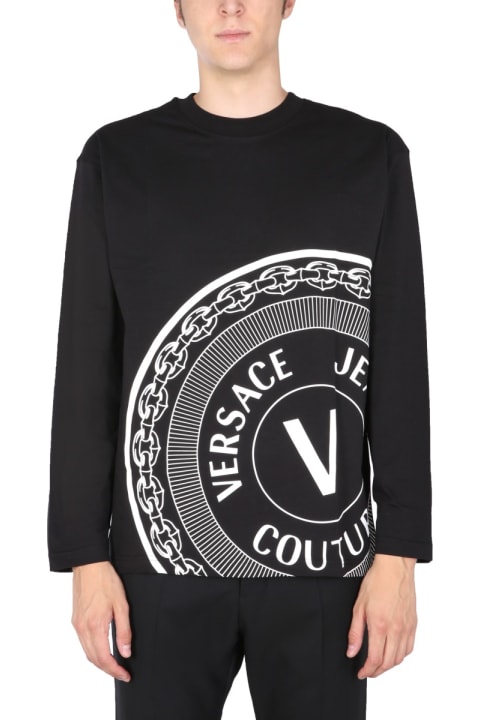 Versace Jeans Couture Sweaters for Men Versace Jeans Couture Centered V Emblem T-shirt