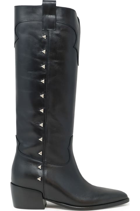 Boots for Women Elena Iachi Elena Iachi Black Leather Yvette Ankle Boots