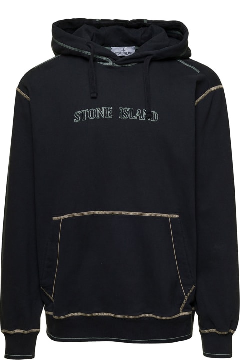 Stone Island Clothing for Men Stone Island Hoodie With Contrasting Embroidered Logo In Cotton