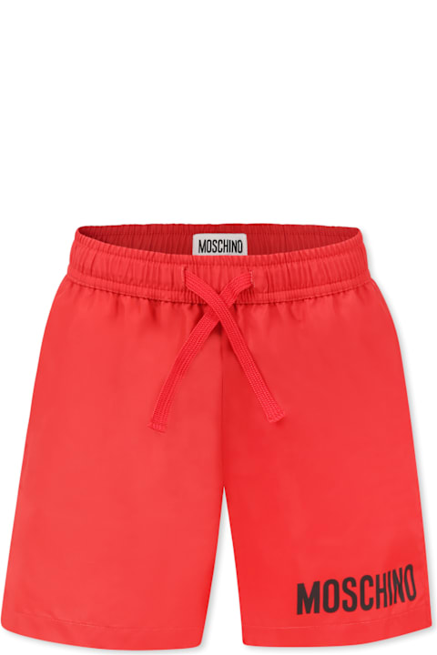 Homeware Moschino Red Swim Shorts For Boy With Logo