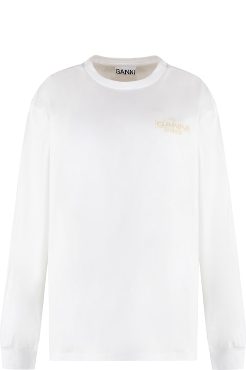 Ganni Topwear for Women Ganni Long Sleeve Cotton T-shirt