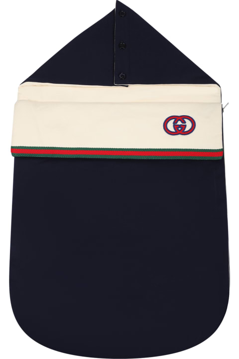 Gucci for Baby Boys Gucci Blue Sleeping Bag For Baby Boy With Interlocking Gg
