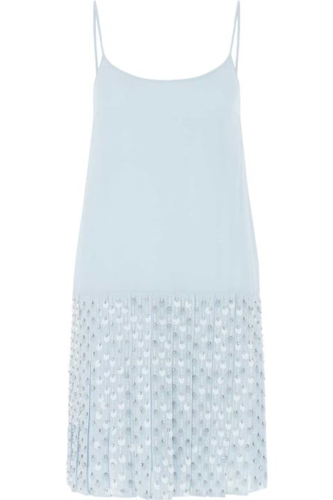 Miu Miu for Women Miu Miu Pastel Light-blue Crepe Mini Dress