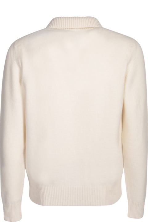 Tom Ford for Men Tom Ford White Long-sleeve Sweater With Zip-up Mock Neck In Wool And Cashmere Man