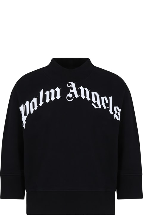 Palm Angels for Kids Palm Angels Black Sweatshirt For Kids With Logo