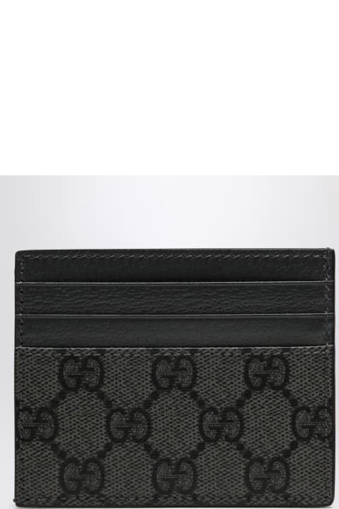 メンズ新着アイテム Gucci Gg Supreme Fabric Card Holder Grey\/black