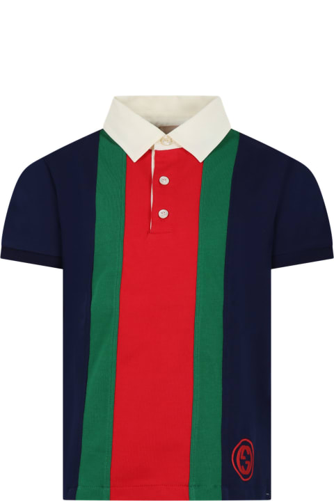 Gucci Topwear for Boys Gucci Multicolor Polo Shirt For Boy With Logo