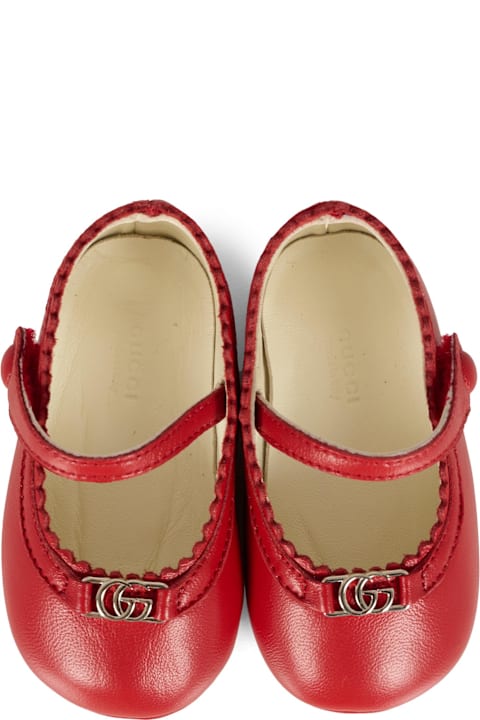 Homeware Gucci Red Ballet Flats For Baby Girl With Gg
