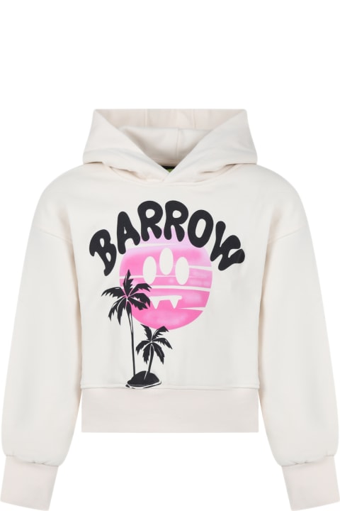 Barrow for Kids Barrow Ivory Sweatshirt For Girl With Logo
