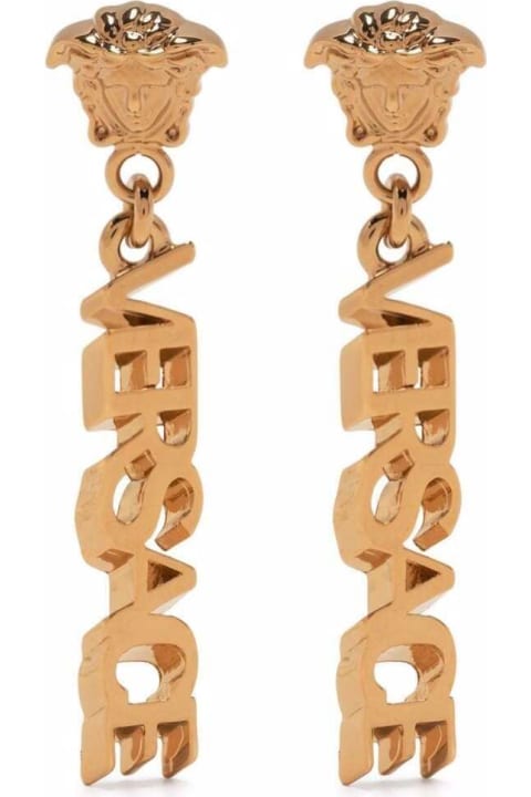 Versace Woman's Gold Colored Metal Earrings With Medusa Logo