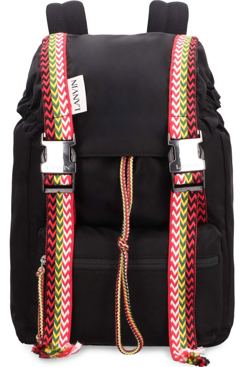 Lanvin Backpacks for Men Lanvin Black Nylon Backpack With Curb Ribbons