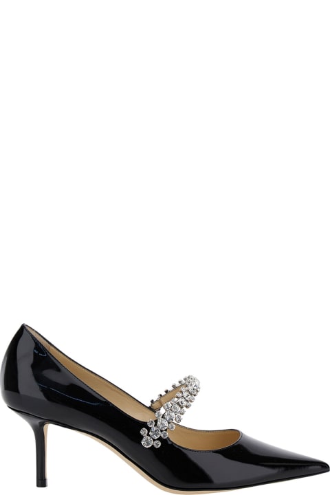 Jimmy Choo Shoes for Women Jimmy Choo 'bing Pump' Black Pumps With Crystal Strap In Patent Leather Woman