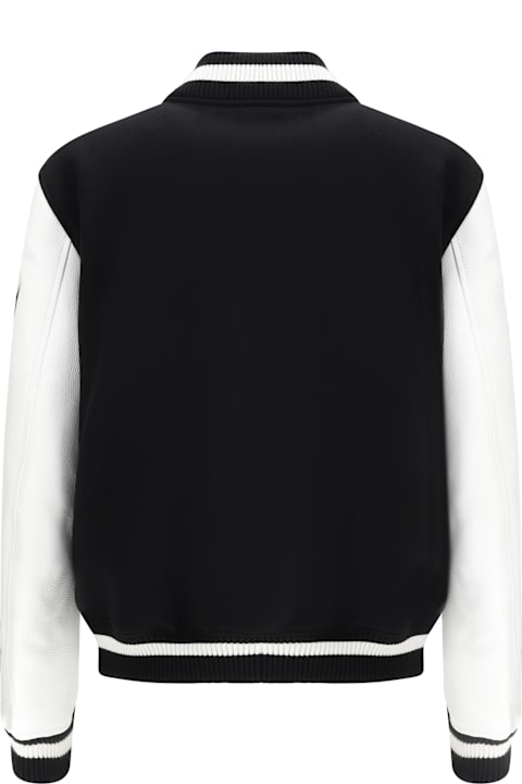 Off-White معاطف وجواكت لـ القسم الرجالي Off-White Leather And Wool Varsity Bomber