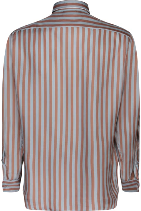 Lardini for Men Lardini Ted Striped Light Blue/brown Shirt