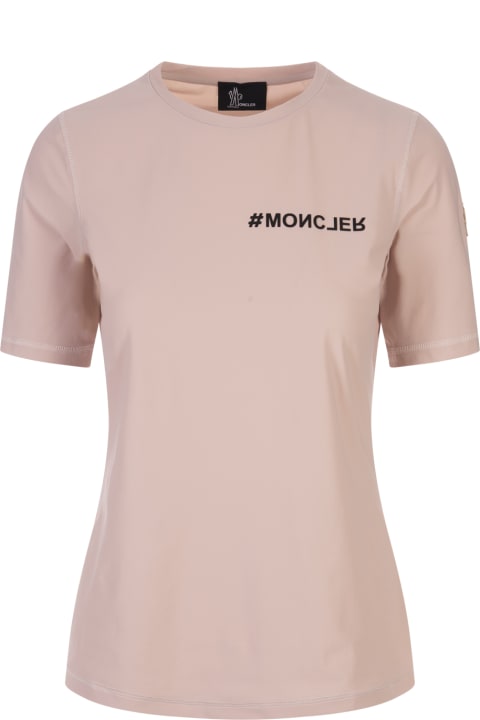 Topwear for Women Moncler Grenoble Pink Sensitive Technical Jersey T-shirt With Logo