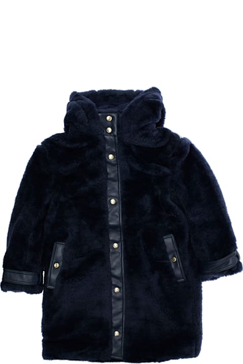 Chloé for Men Chloé Blue Coat With Fixed Hood And Front Button Closure In Ecofur Girl
