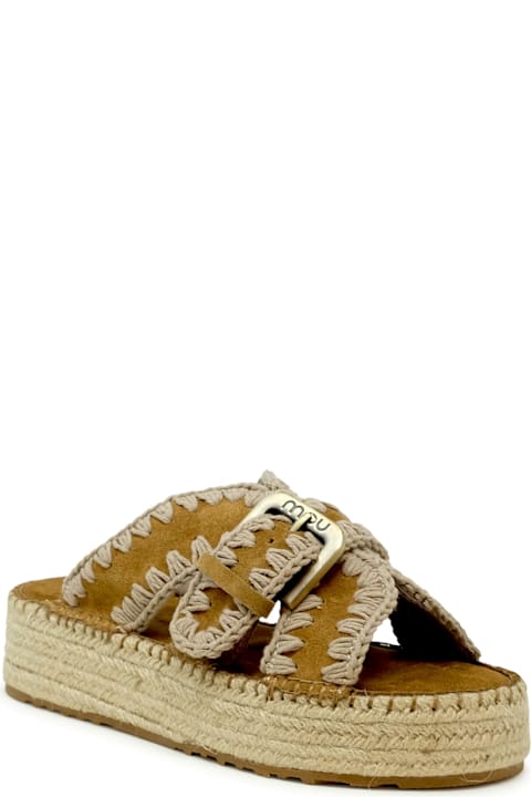 Mou Sandals for Women Mou Mou Sw641003a Jute Cognac Suede Sandals