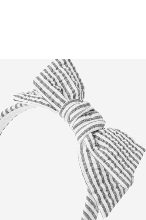 Il Gufo for Kids Il Gufo Seersucker Headband With Bow