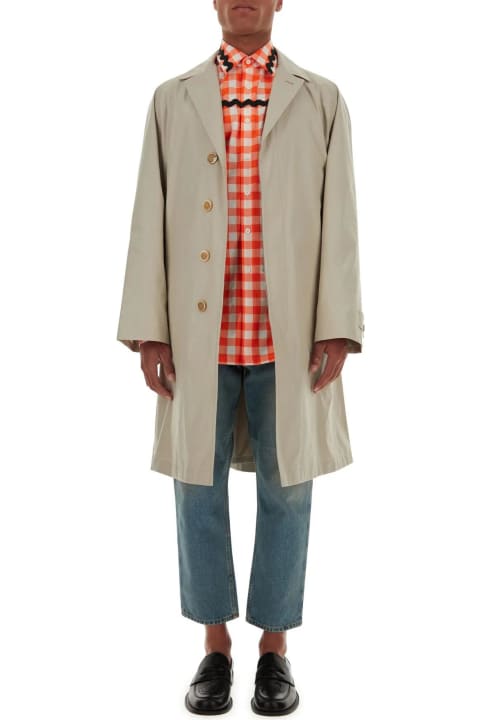 Clothing for Men Prada Dove Grey Cotton Blend Overcoat
