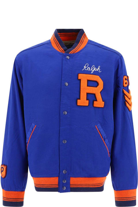 Ralph Lauren Coats & Jackets for Men Ralph Lauren Logo Embroidered Satin Baseball Bomber Jacket